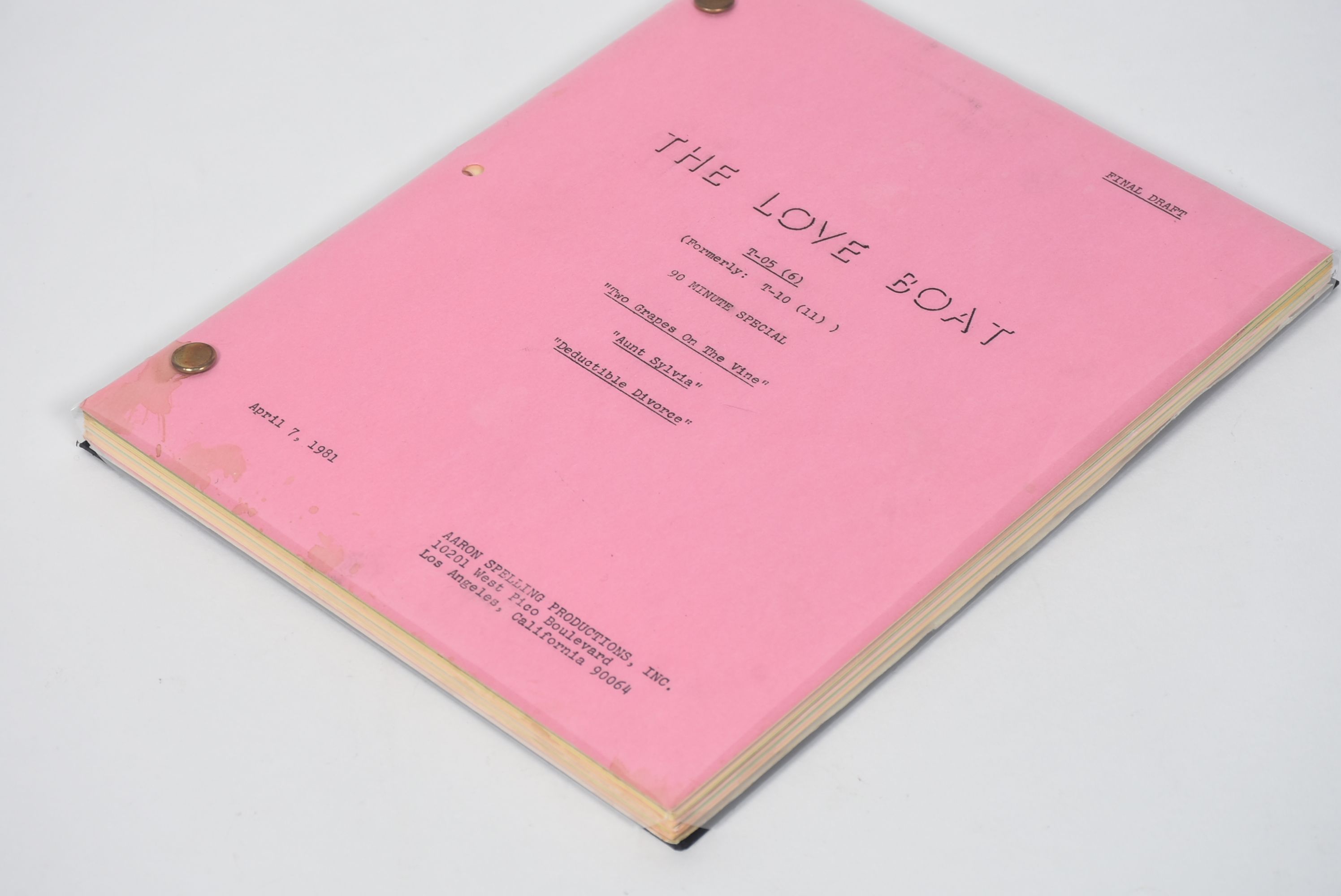 Final Draft of Television Script for "The Love Boat"