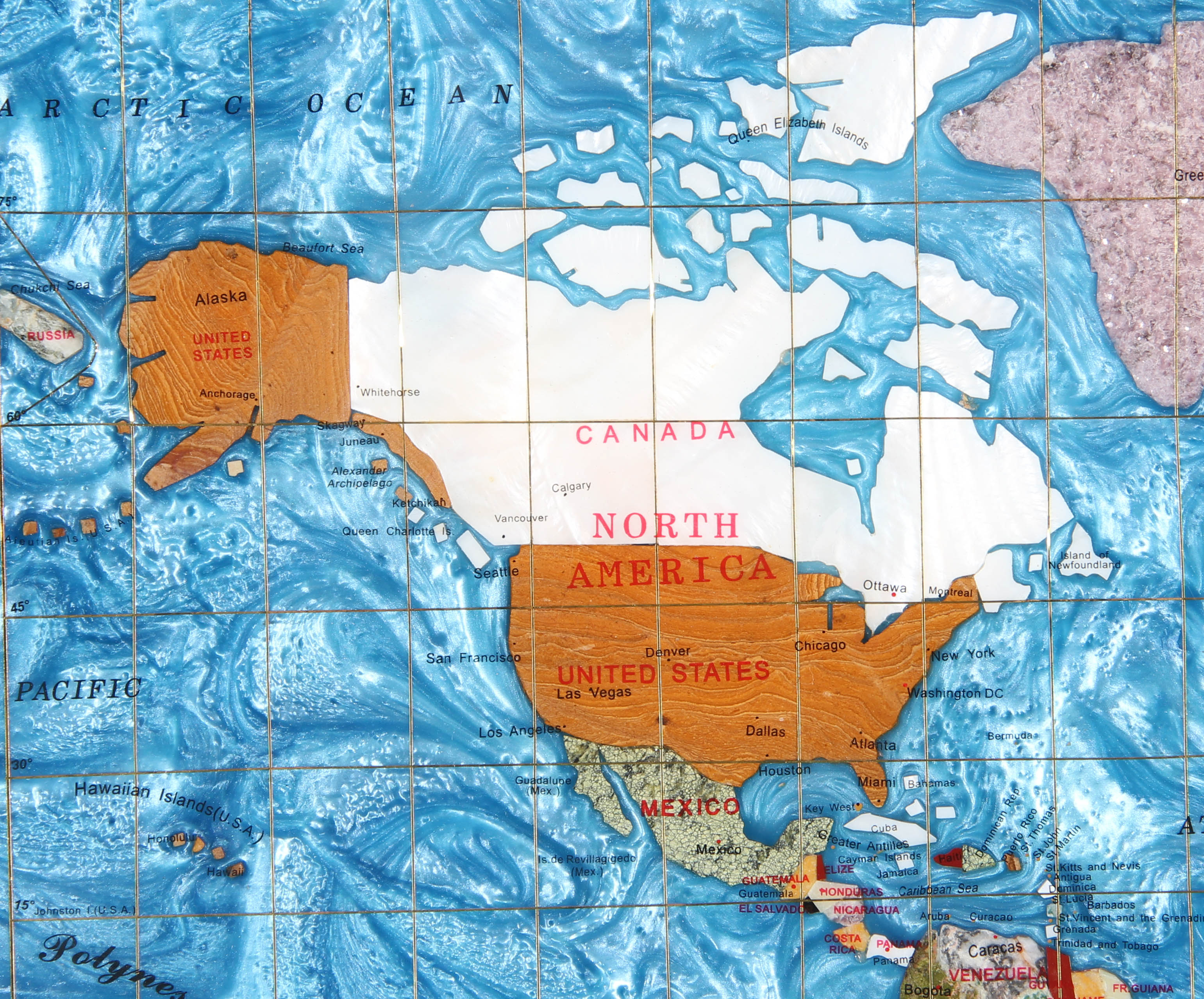Framed Mixed Media Map of the World