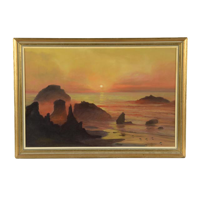 Tony Birr Vintage Original Seascape Oil Painting