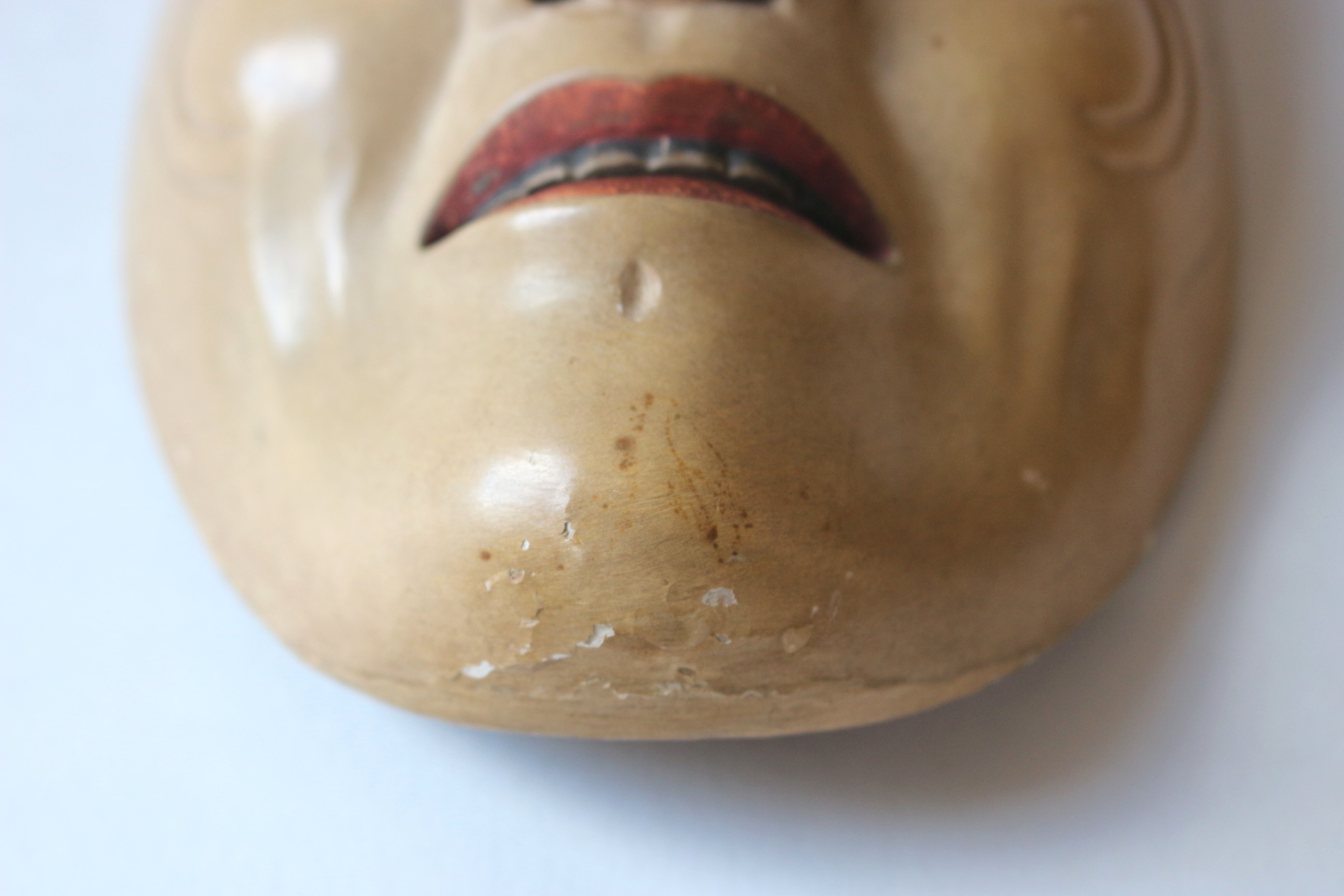 Japanese "Shiro-shakumi" Wood Mask