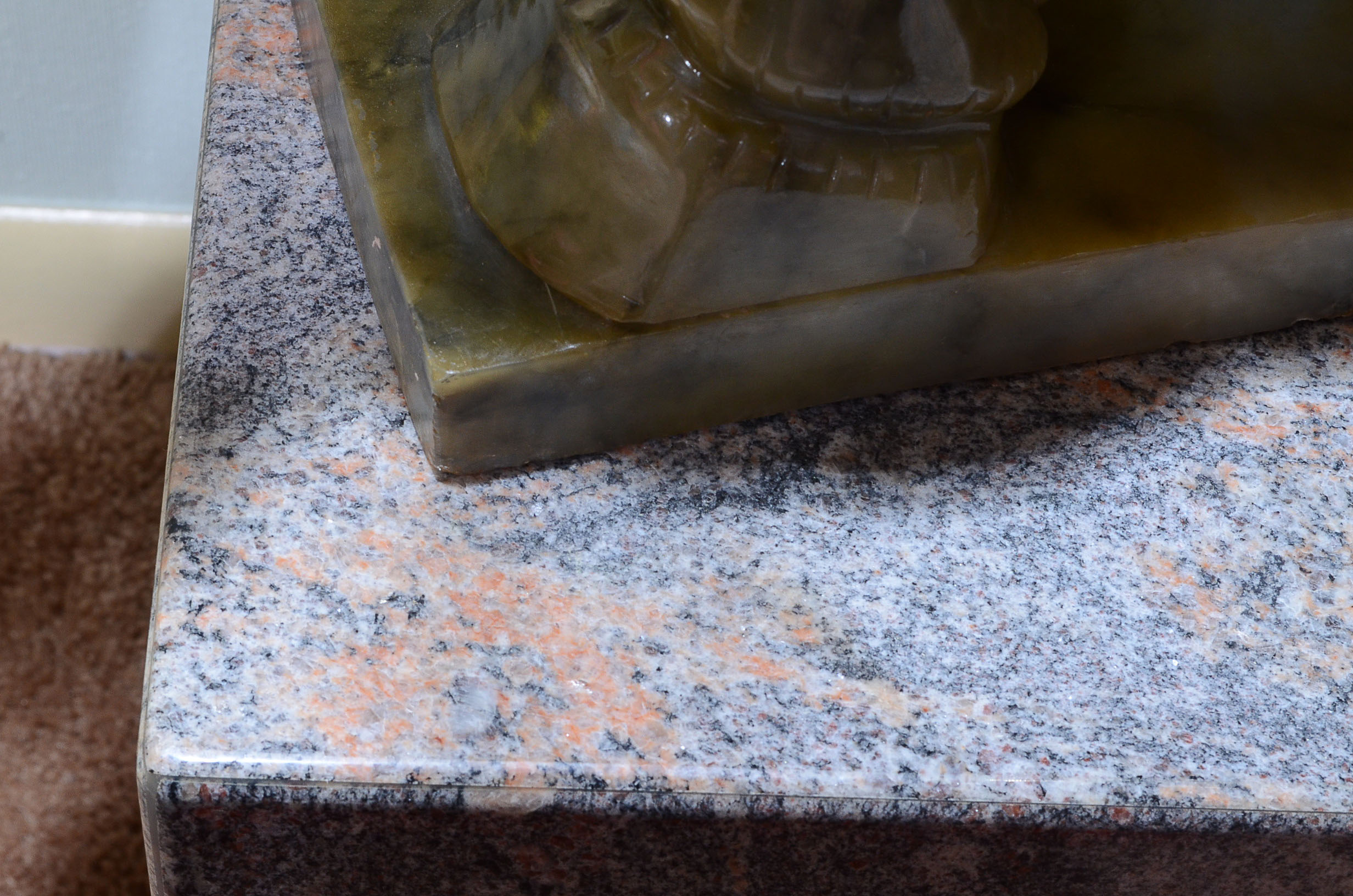 Tang Dynasty Style Jade Horse Sculpture on Marble Plinth