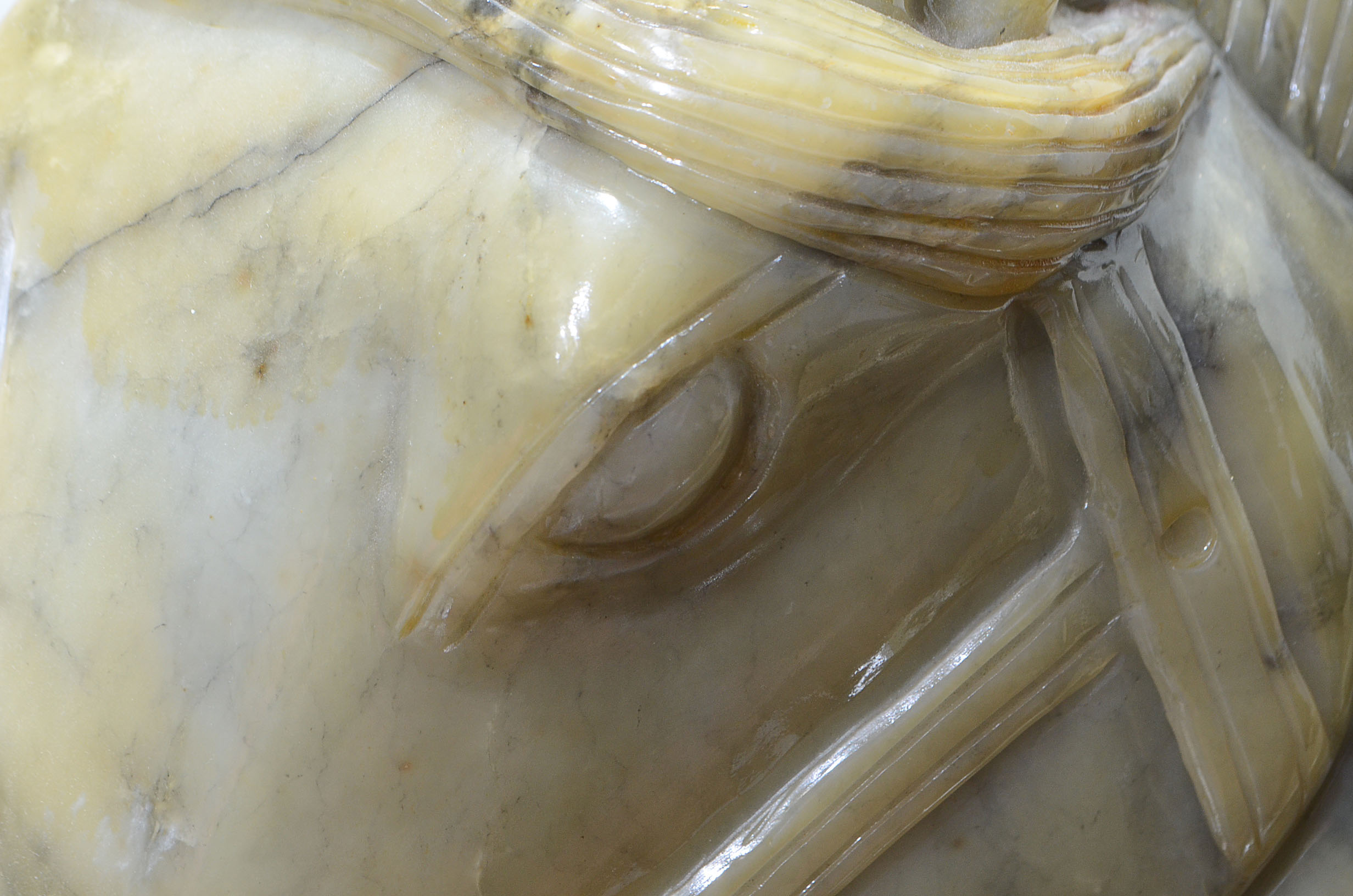 Tang Dynasty Style Jade Horse Sculpture on Marble Plinth