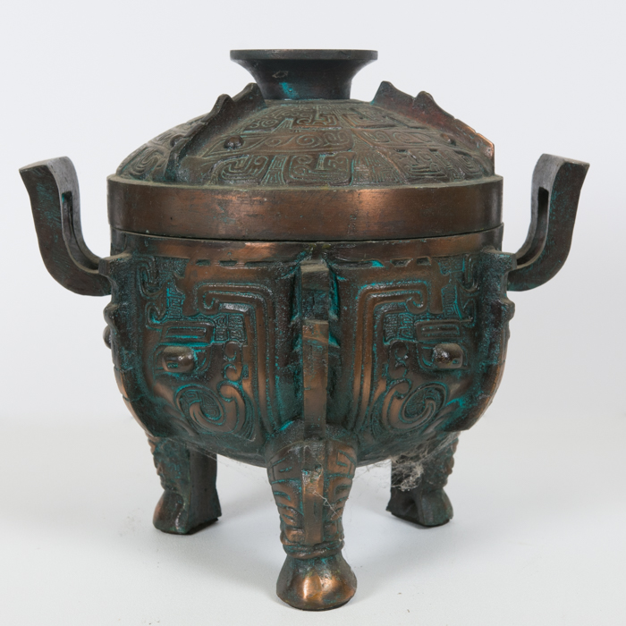 Cast Metal Bucket with a Bronze Finish