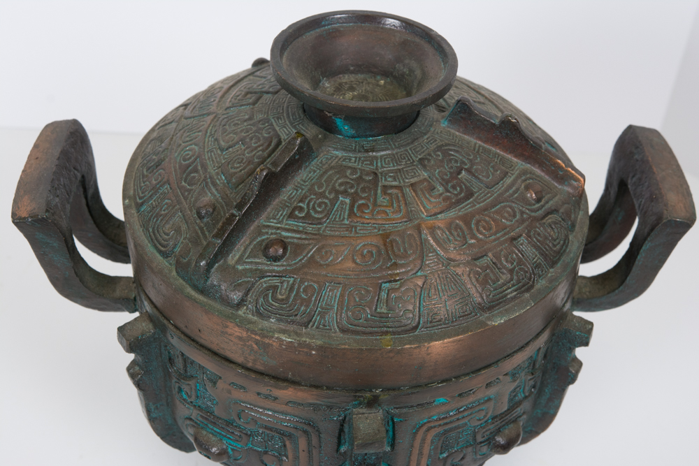 Cast Metal Bucket with a Bronze Finish