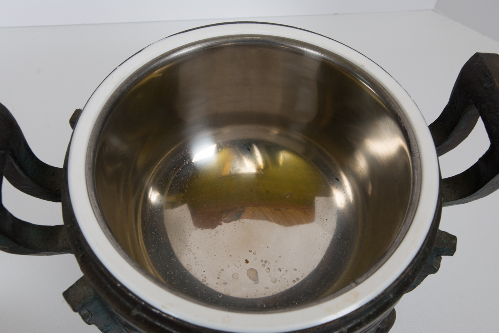 Cast Metal Bucket with a Bronze Finish