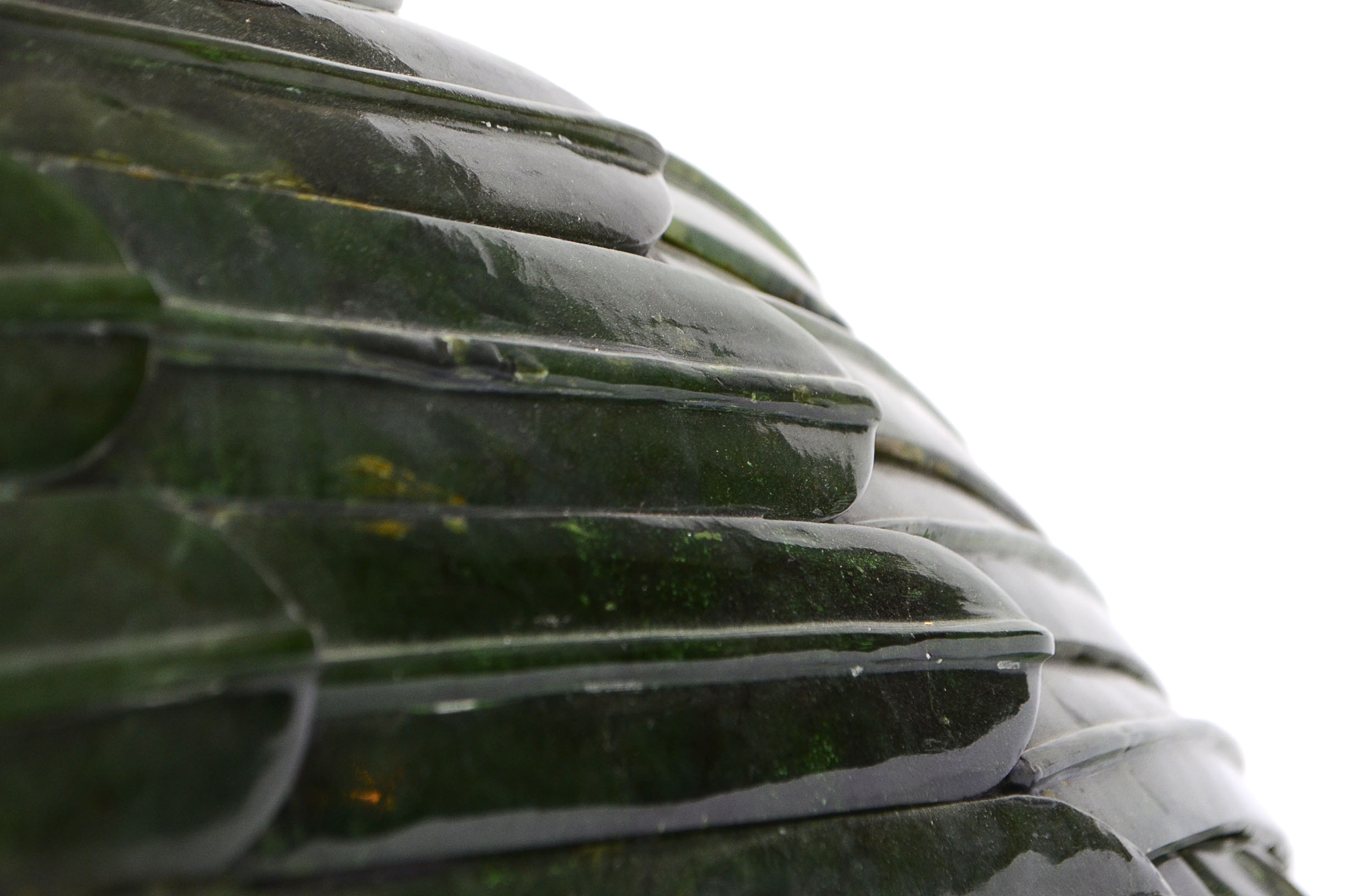 Large Jadeite Crane Sculpture on Wooden Plinth
