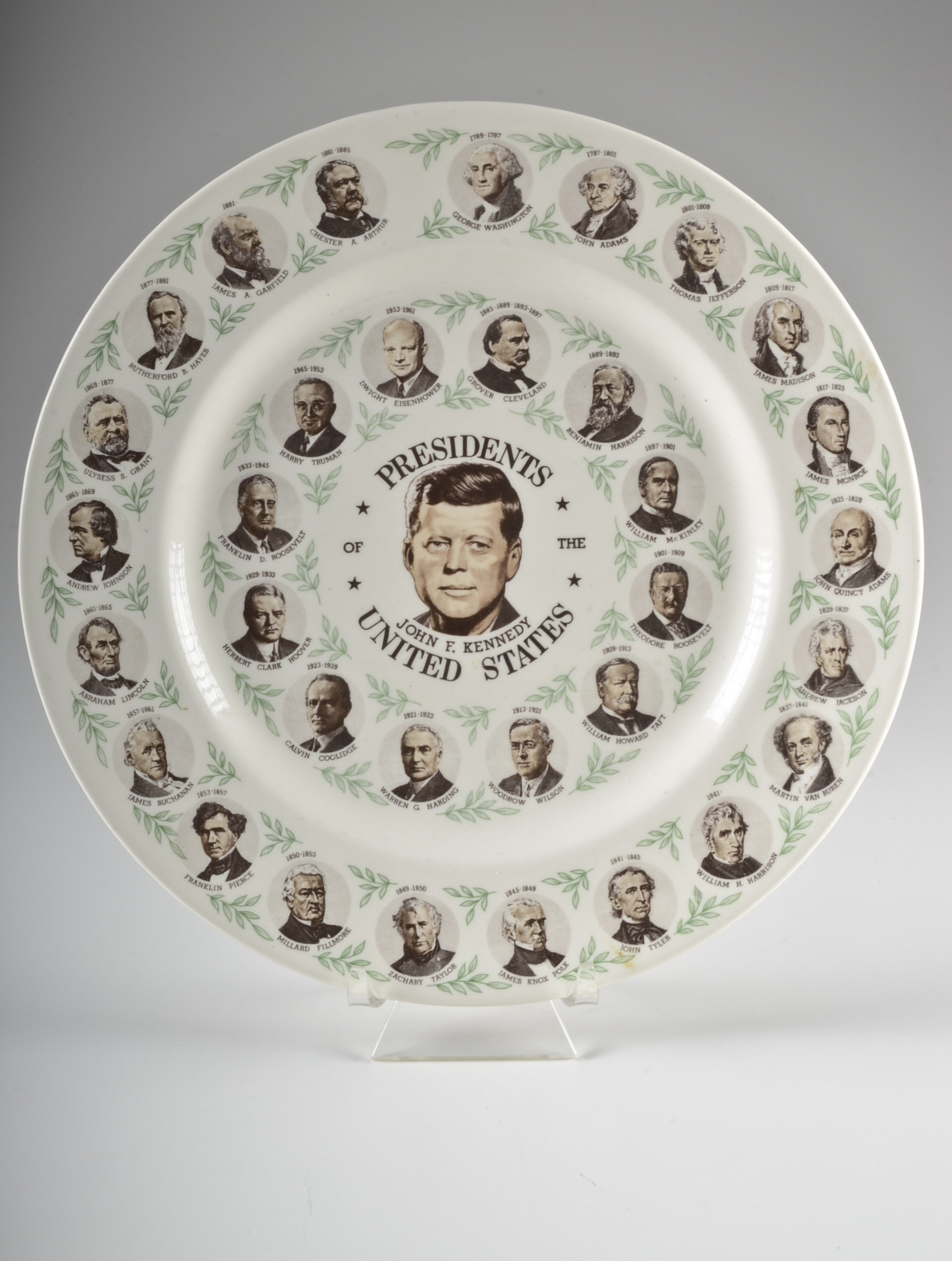 1960s Ceramic John F. Kennedy Presidential Collector Plate