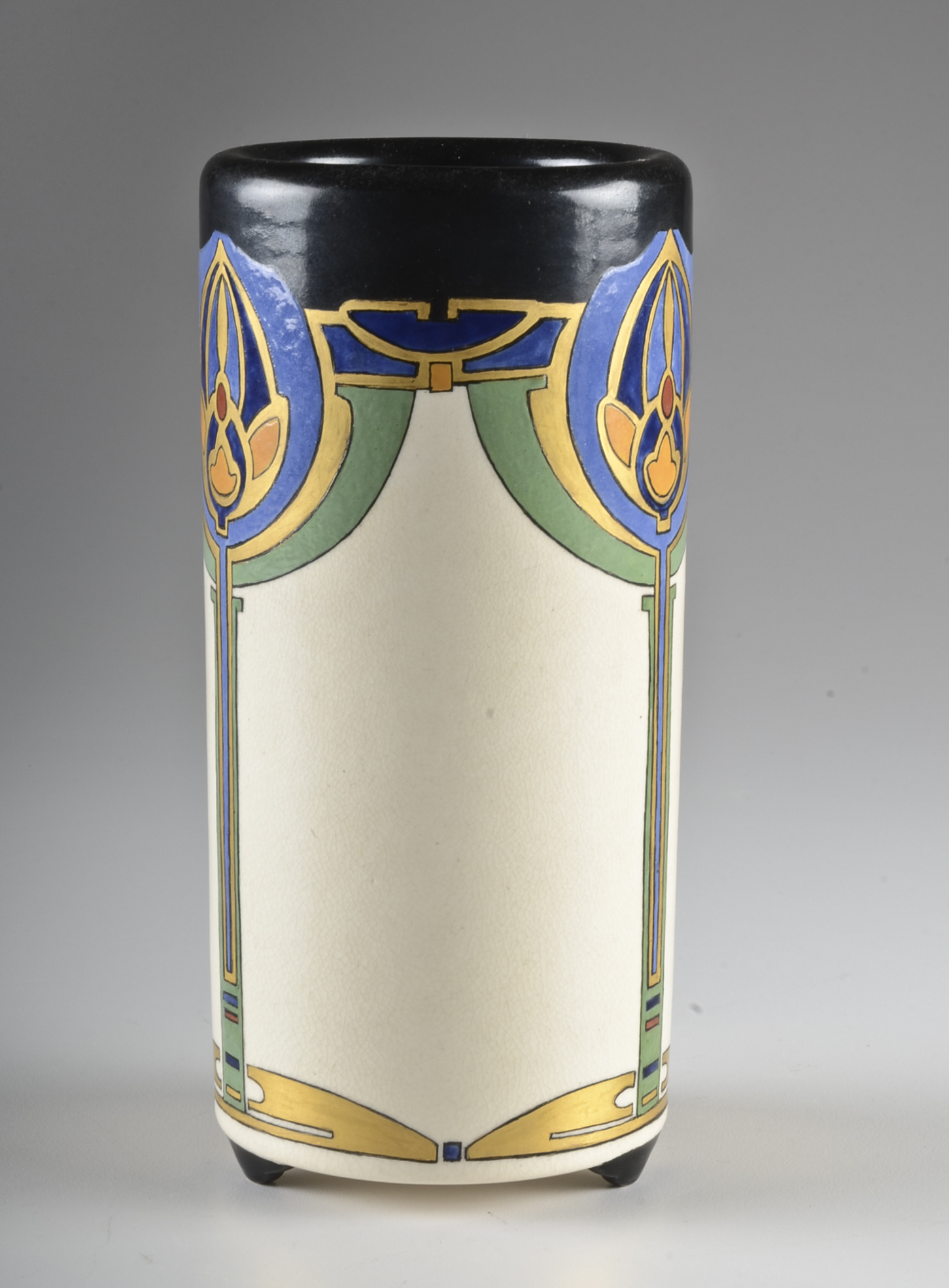 Art Deco Style Signed Hand-Painted Vase