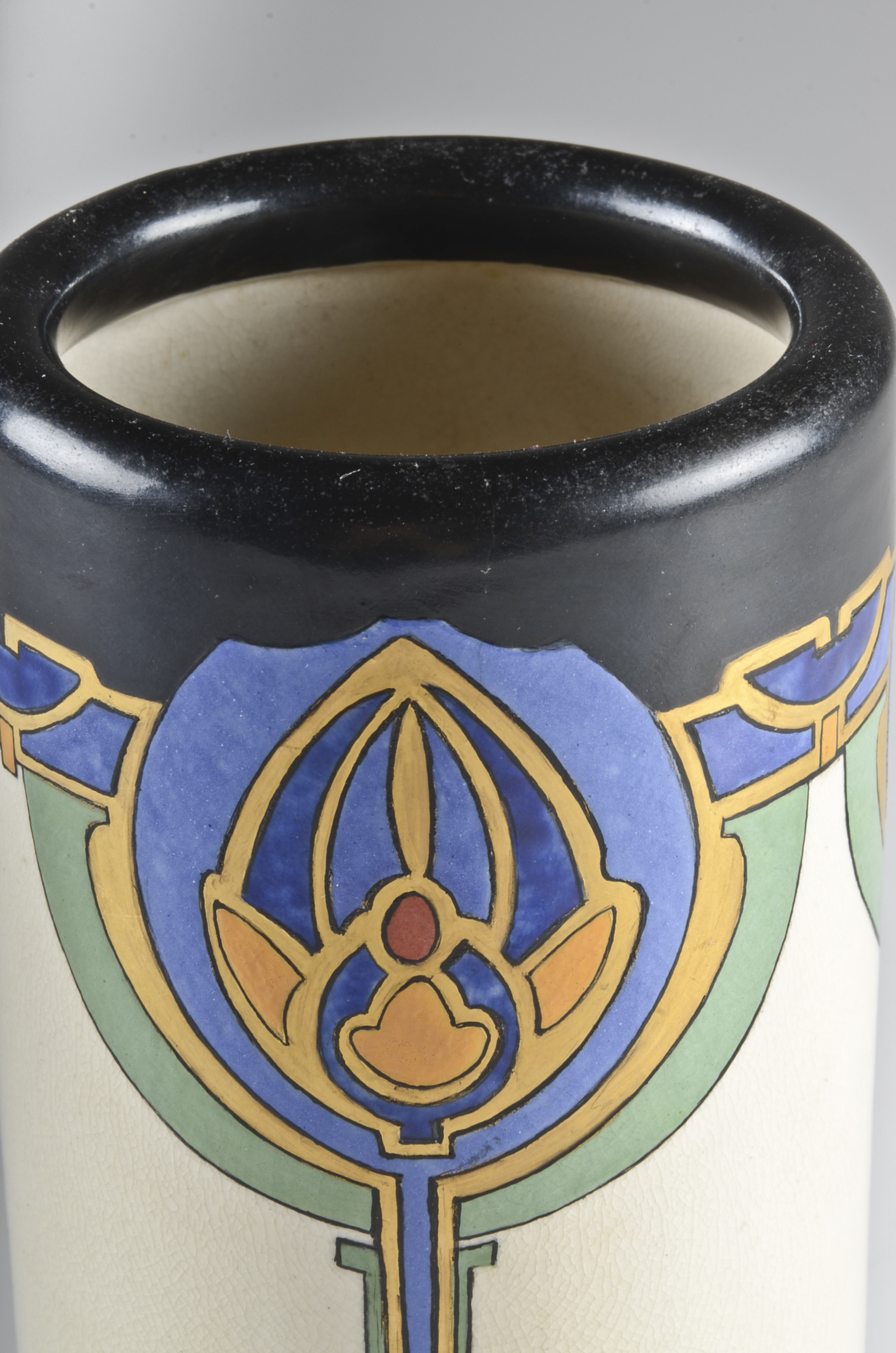 Art Deco Style Signed Hand-Painted Vase