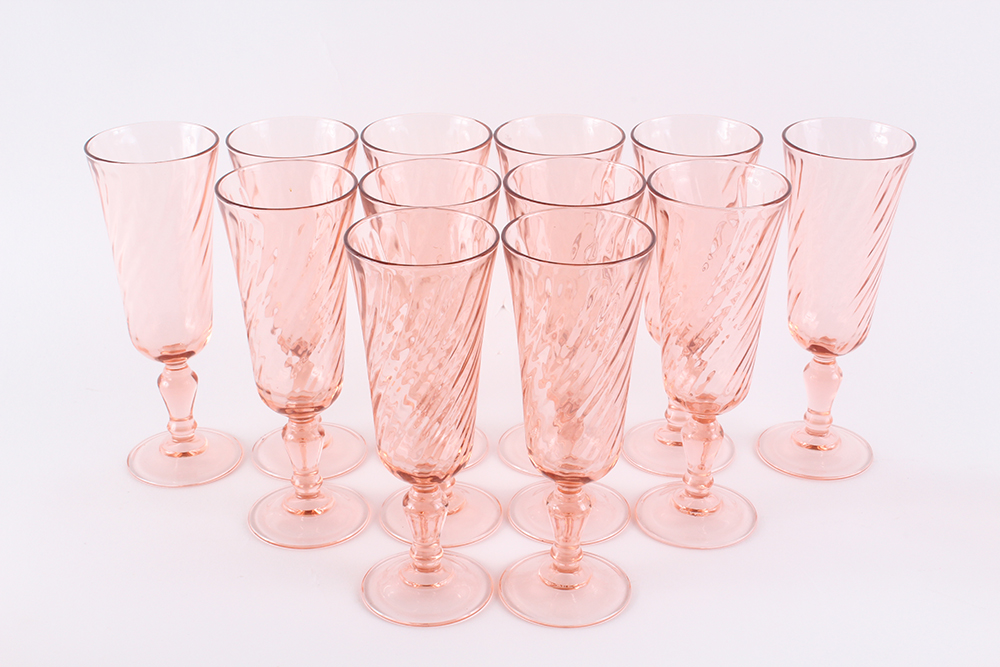 Luminarc Arcoroc France Rosaline Pink Swirl Glassware