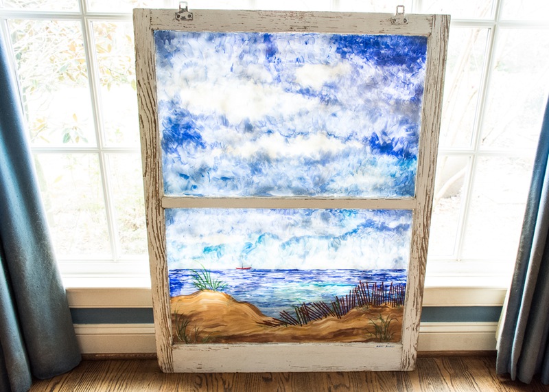 Hand Painted Beachscape Window Pane