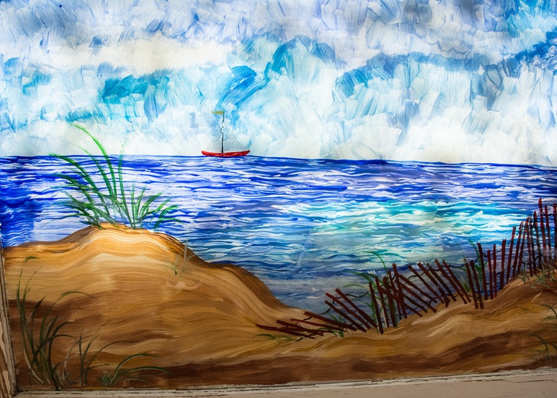 Hand Painted Beachscape Window Pane