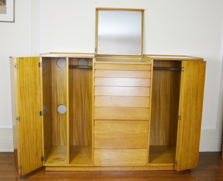 Mid Century Modern Oak Mid Height Armoire