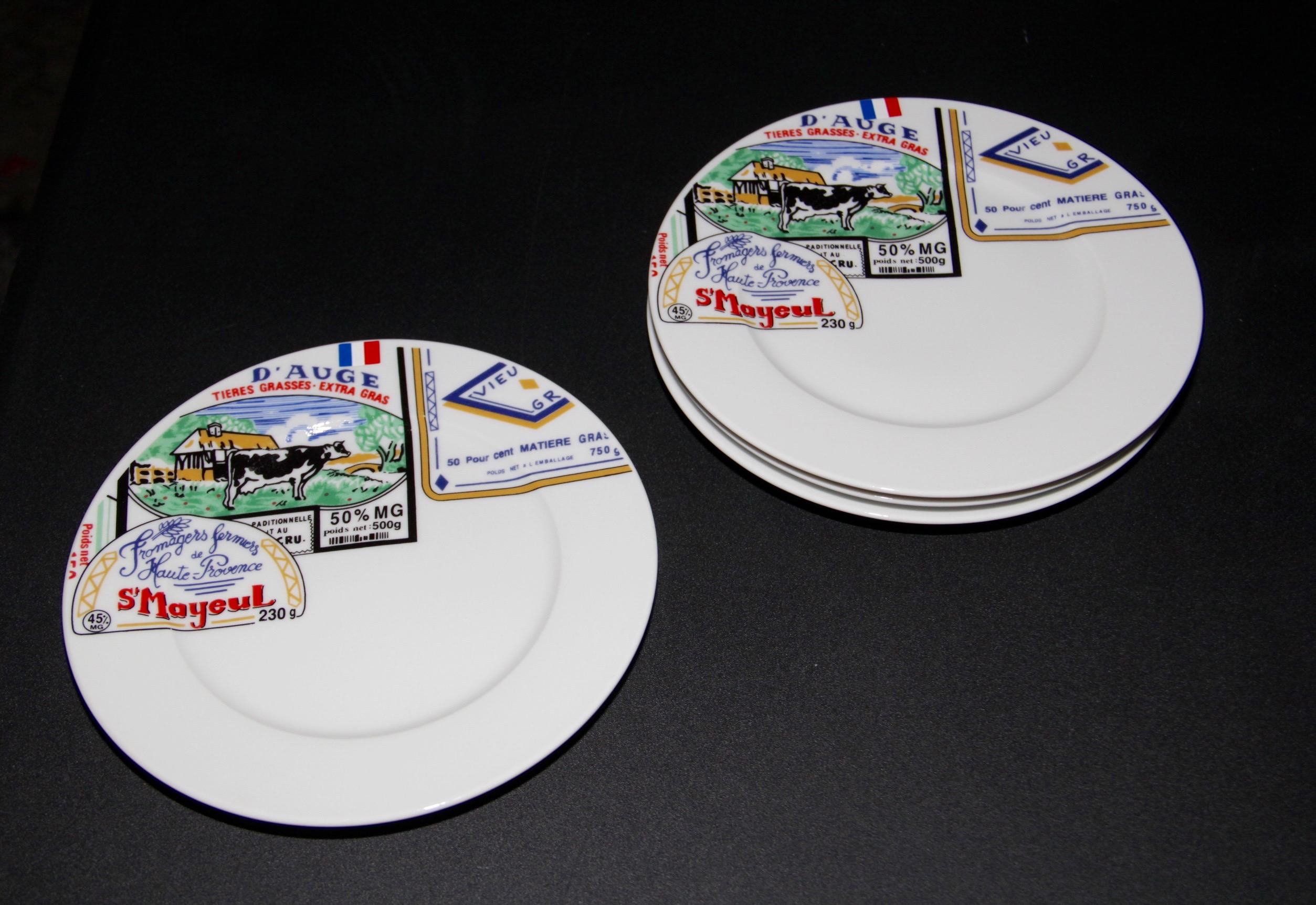 Set of Vintage French-Themed Plates