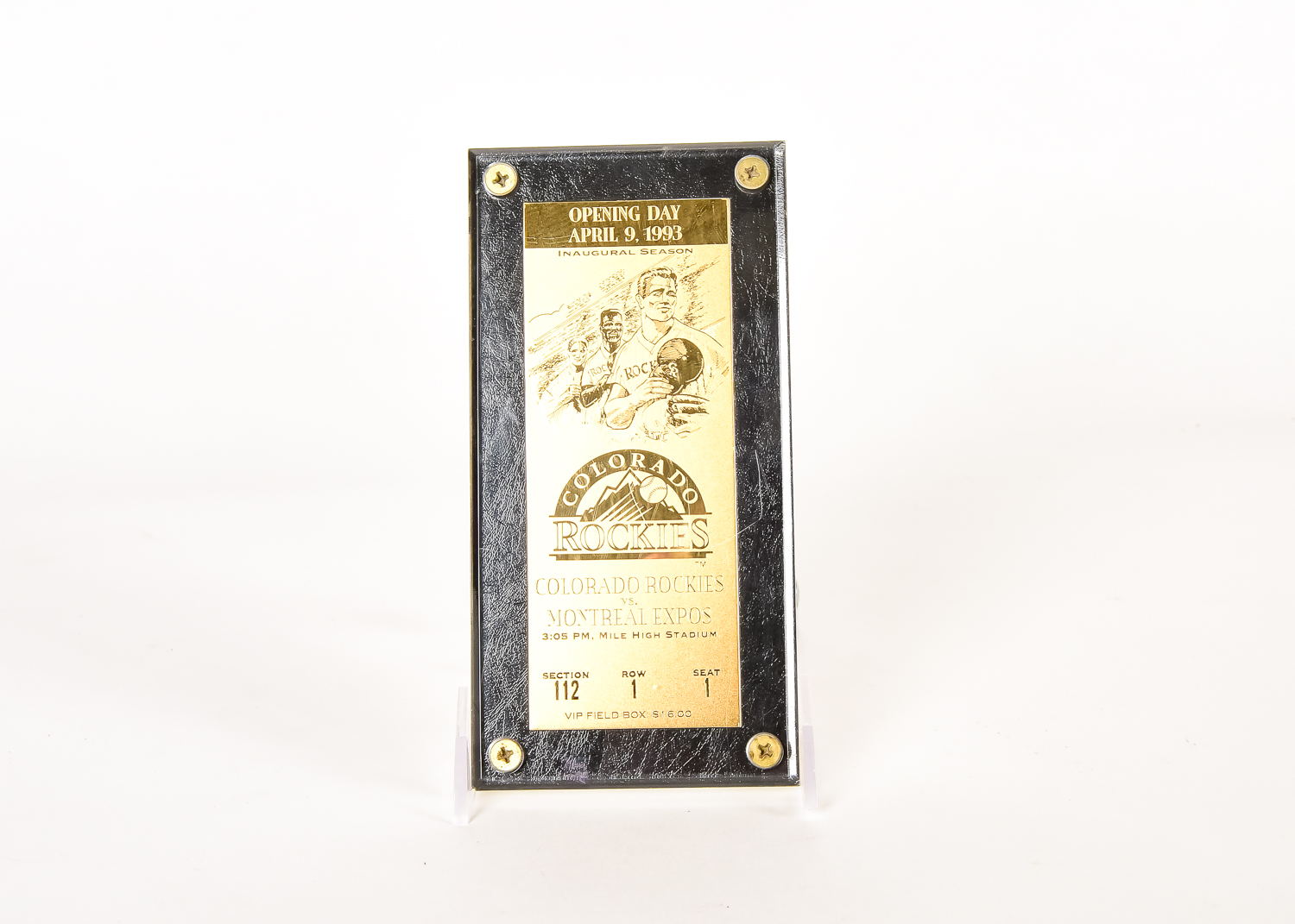 Gold Plated Colorado Rockies Opening Day Ticket
