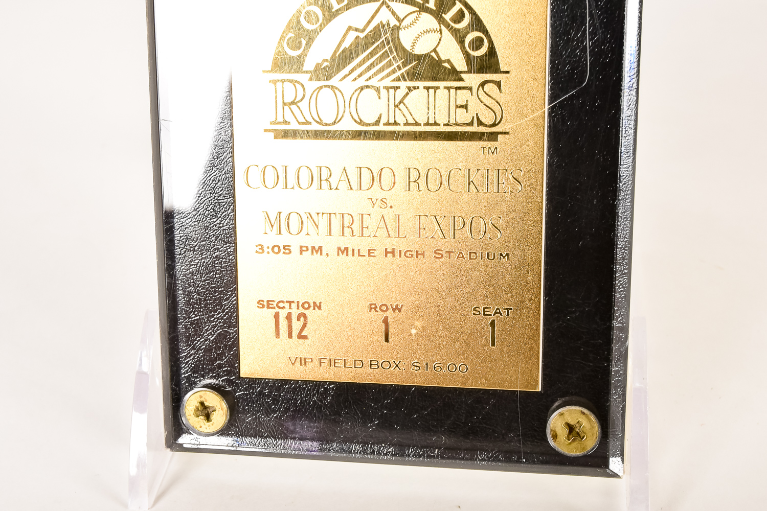 Gold Plated Colorado Rockies Opening Day Ticket