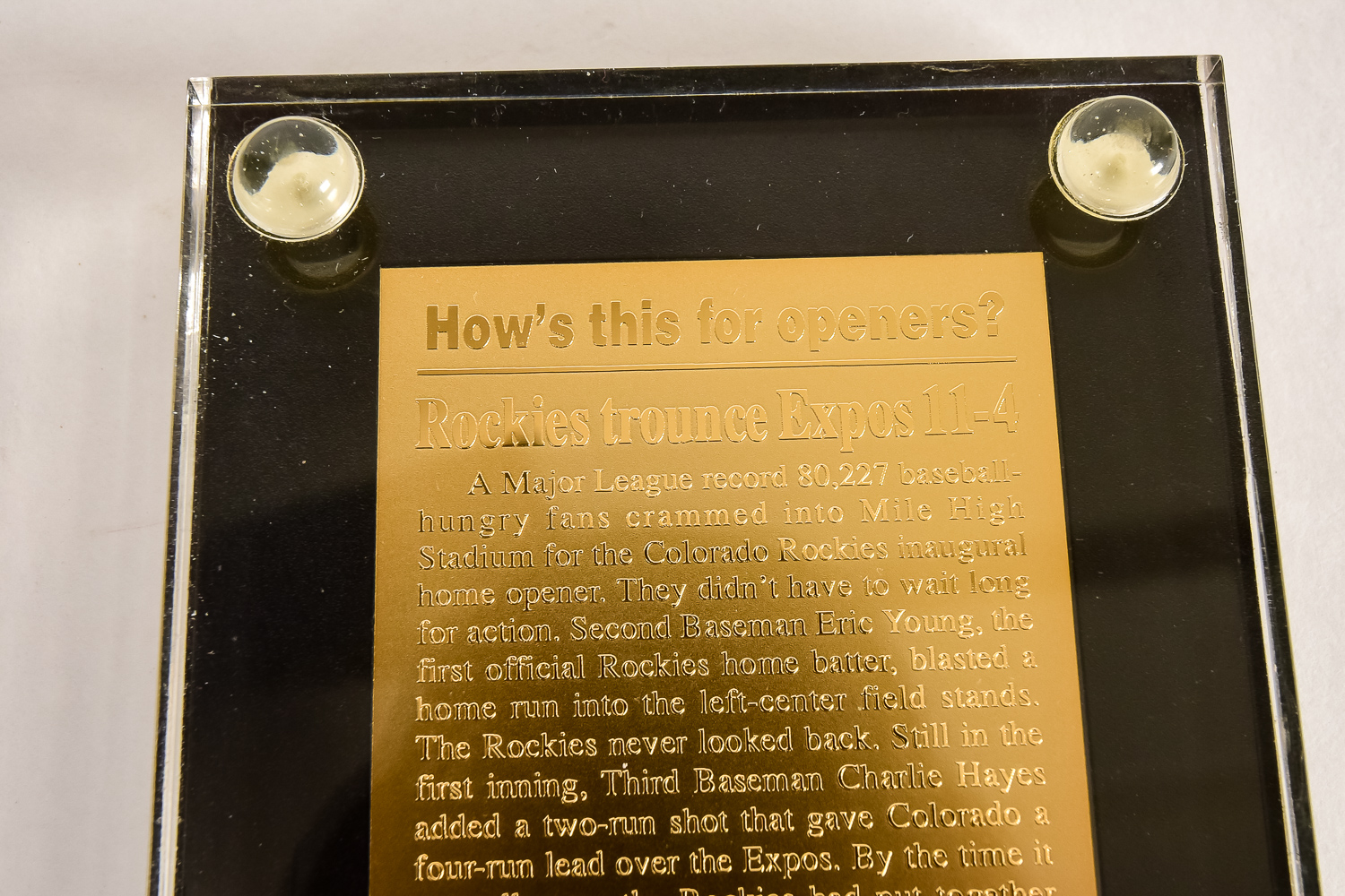 Gold Plated Colorado Rockies Opening Day Ticket