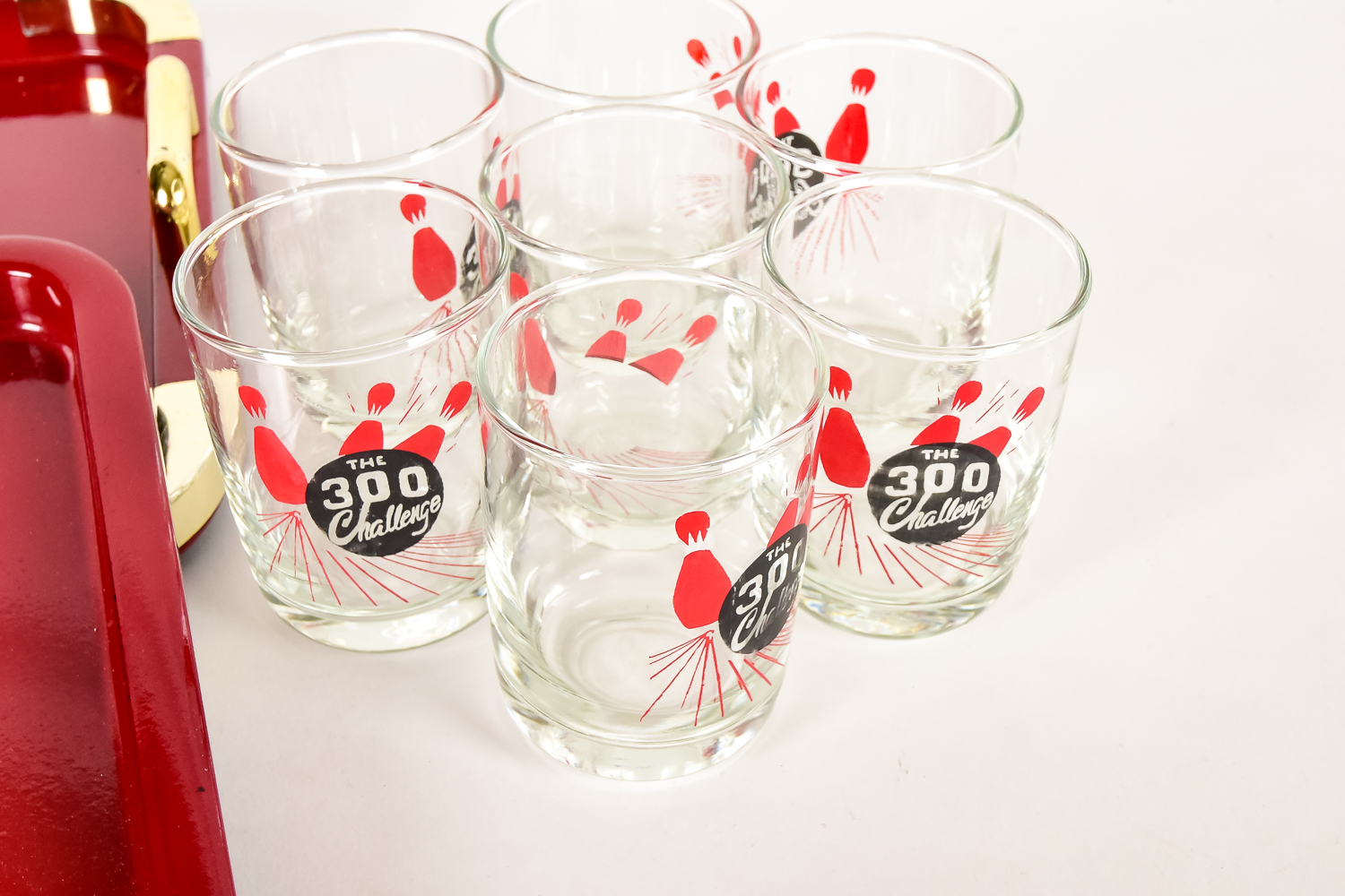 Vintage 300 Challenge Bar Glasses and Tray