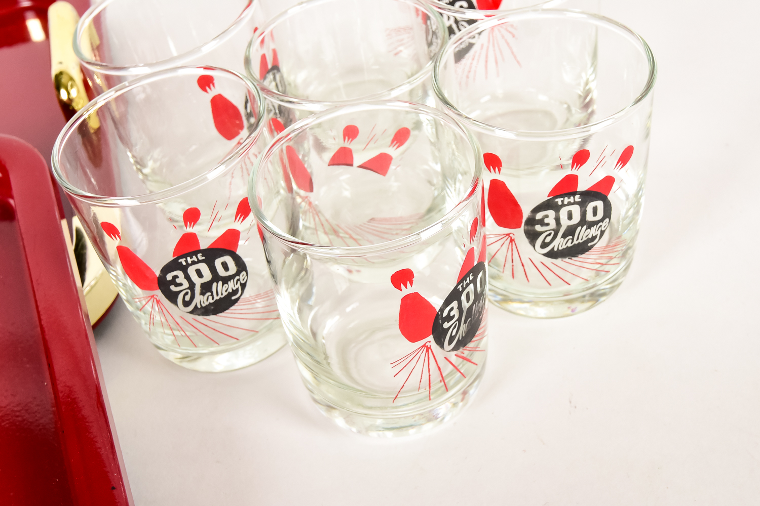 Vintage 300 Challenge Bar Glasses and Tray