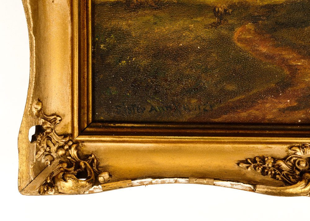 Antique Landscape Oil Painting on Board