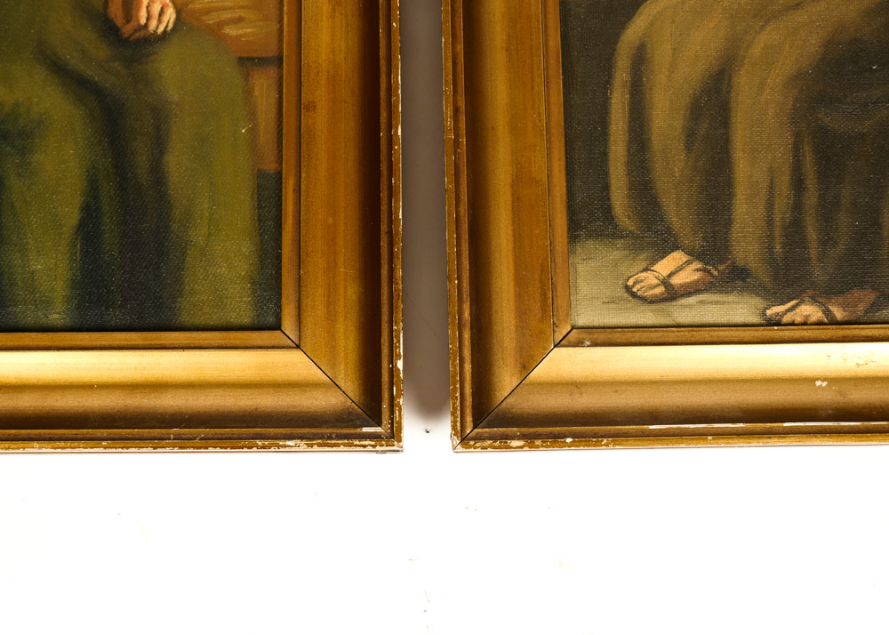 Pair of Antique Oil Paintings of Friars