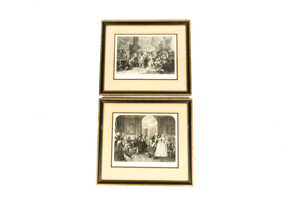 Pair of Antique Wood Engravings