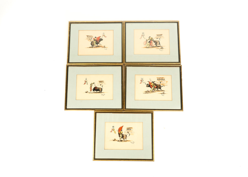 Set of 1952 Matador Pantings by Joe Pina