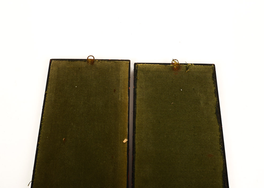 Pair of Painted and Embossed Leather Art