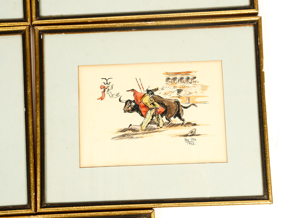 Set of 1952 Matador Pantings by Joe Pina