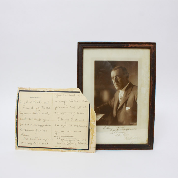 Woodrow Wilson Signed Photograph with Letter from Edith Wilson