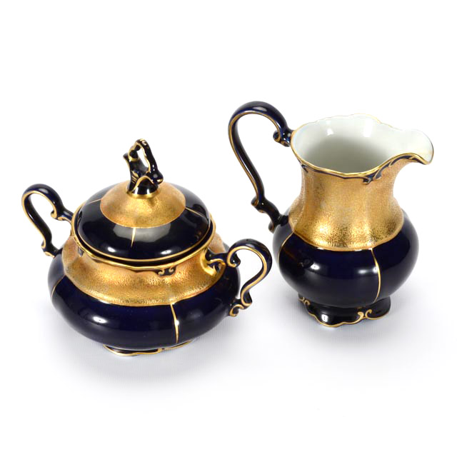 Vintage Echt Kobalt Porcelain "Carmen" Creamer and Sugar EBTH