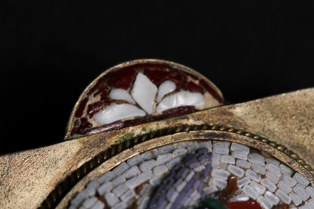 Victorian Micro Mosaic Beetle Mourning Brooch