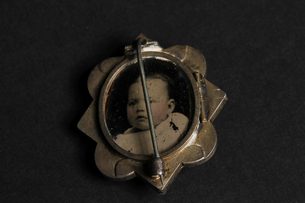 Victorian Micro Mosaic Beetle Mourning Brooch