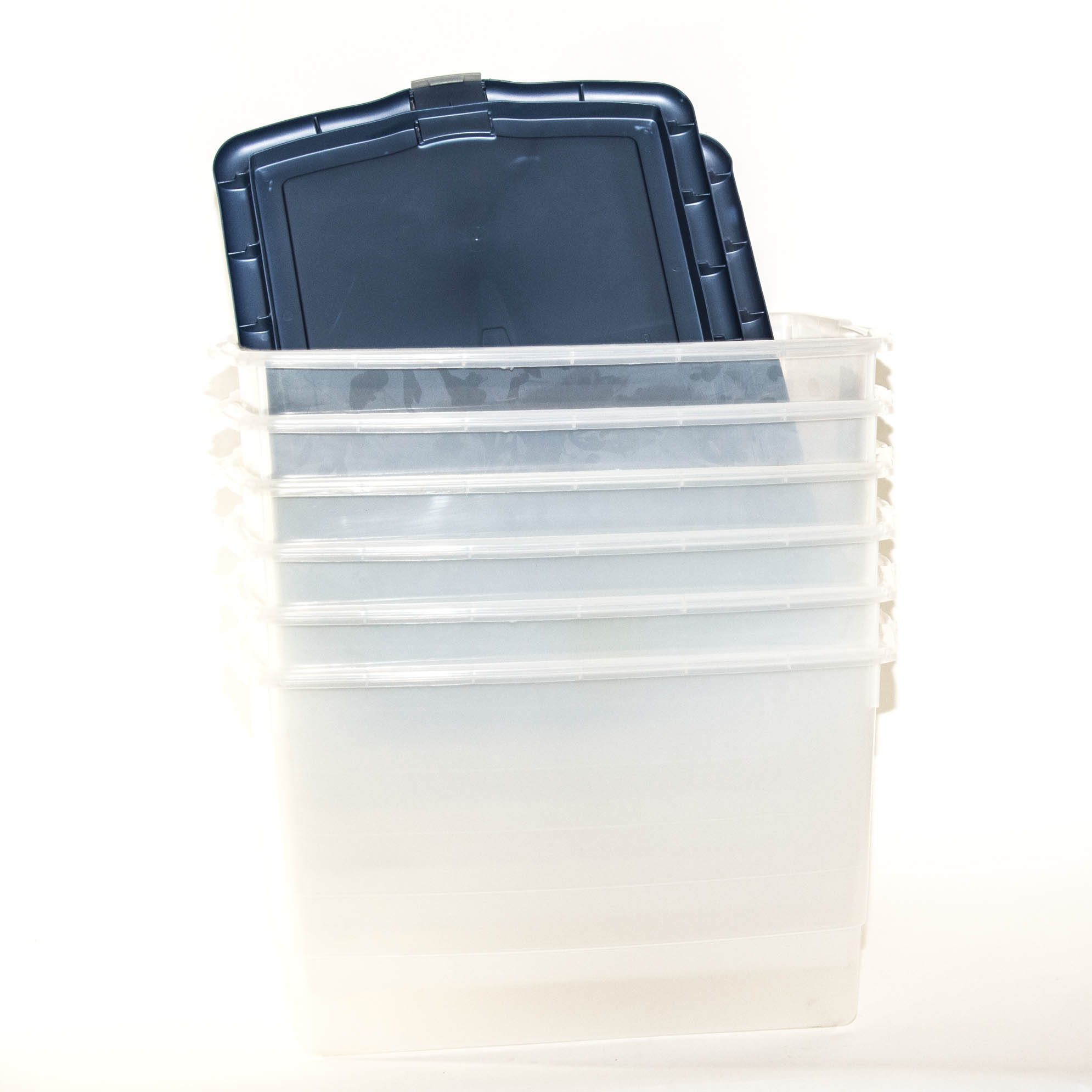 Set of (6) Rubbermaid Snap Topper 60 US Quart Totes