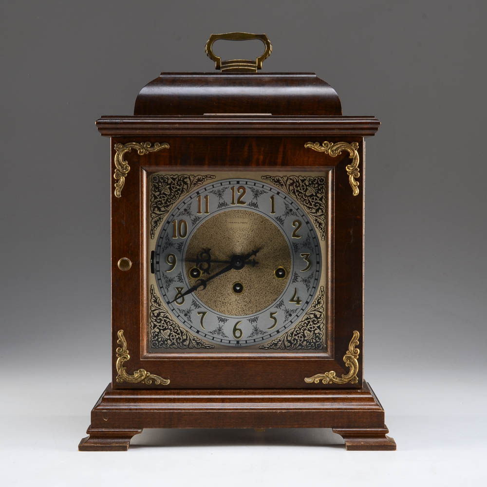 Hamilton Walnut Wood Westminster Chime Mantel Clock