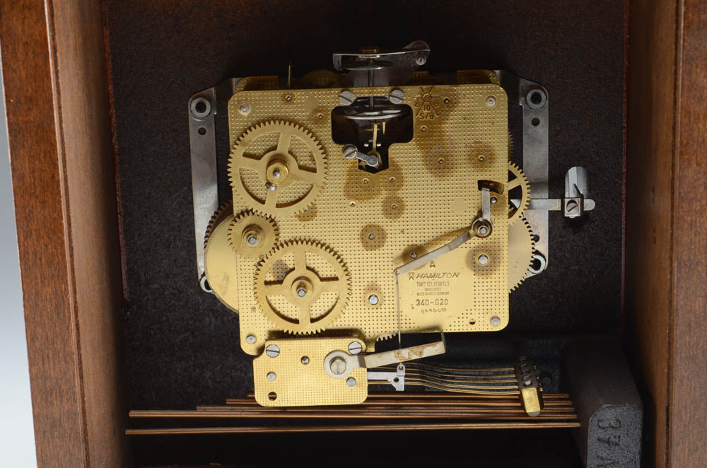 Hamilton Walnut Wood Westminster Chime Mantel Clock