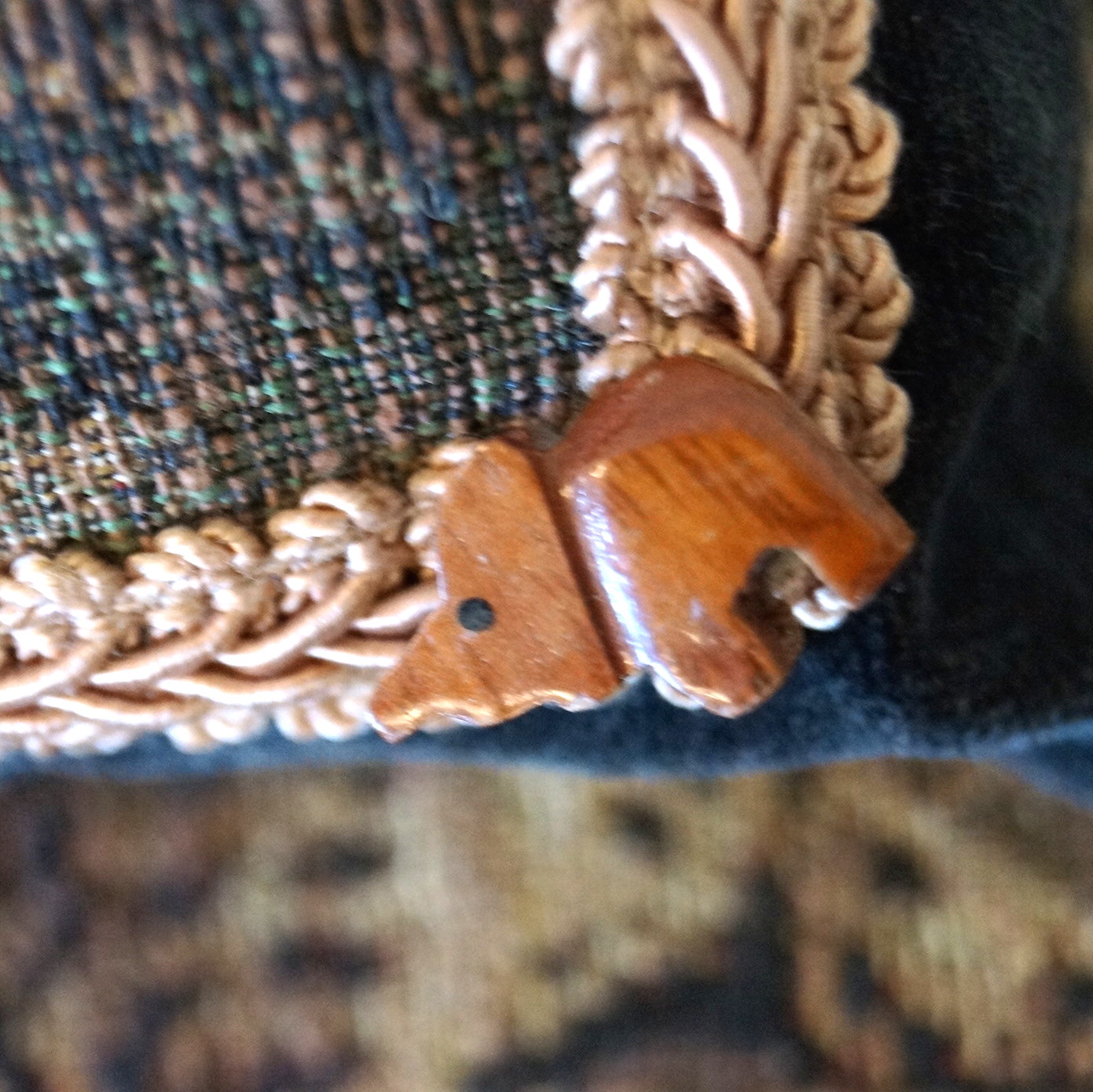 Wood Chair with Safari Themed Upholstery and Pillows