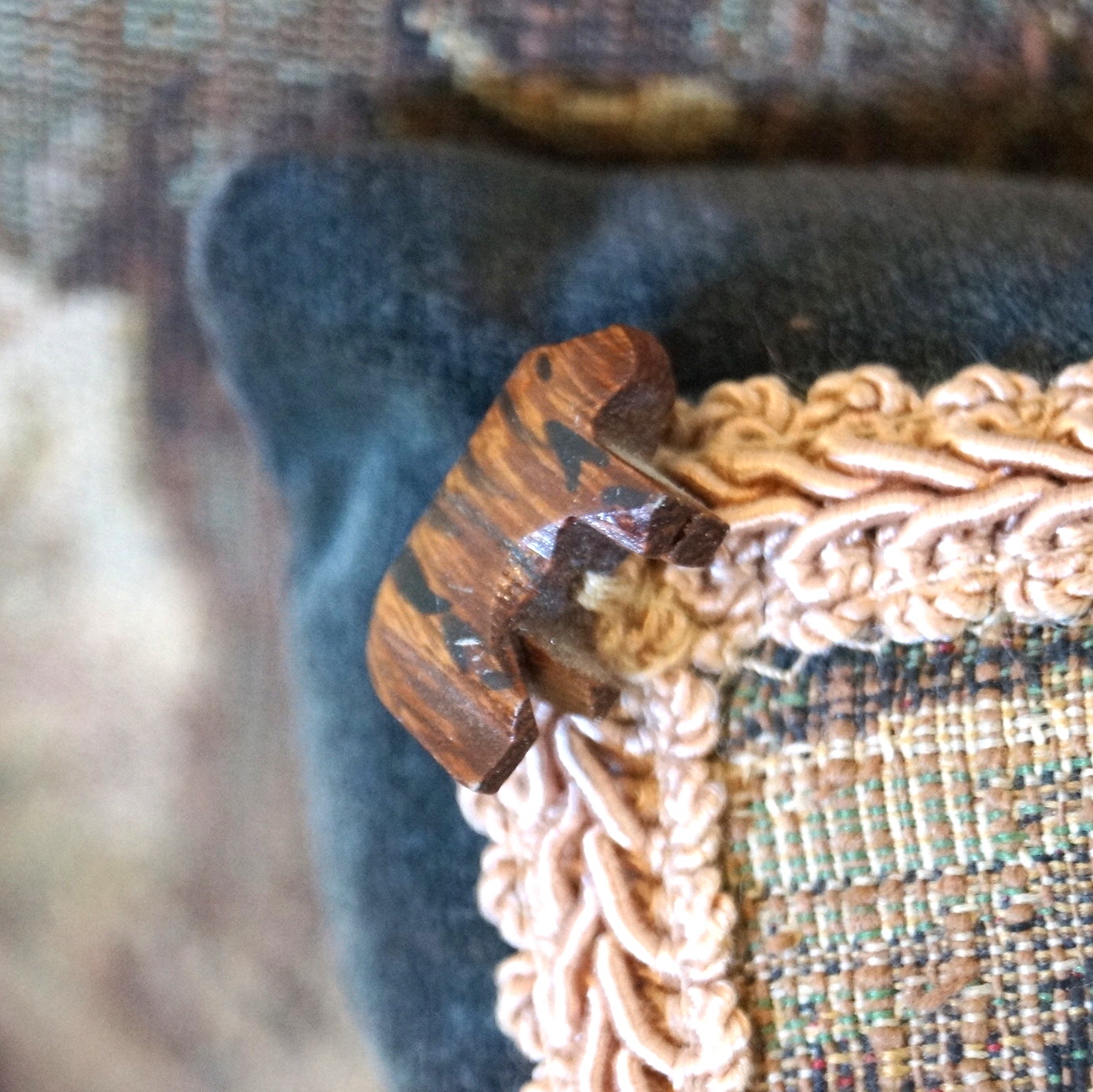 Wood Chair with Safari Themed Upholstery and Pillows