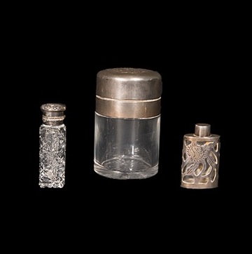 Antique Sterling Silver And Glass Vanity Bottles