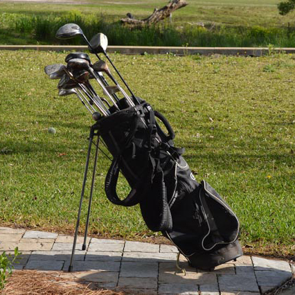 Ogio "Vaporlite" Golf Bag Stand with Assorted Vintage and Modern Clubs