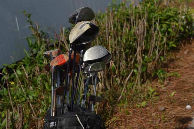 Ogio "Vaporlite" Golf Bag Stand with Assorted Vintage and Modern Clubs