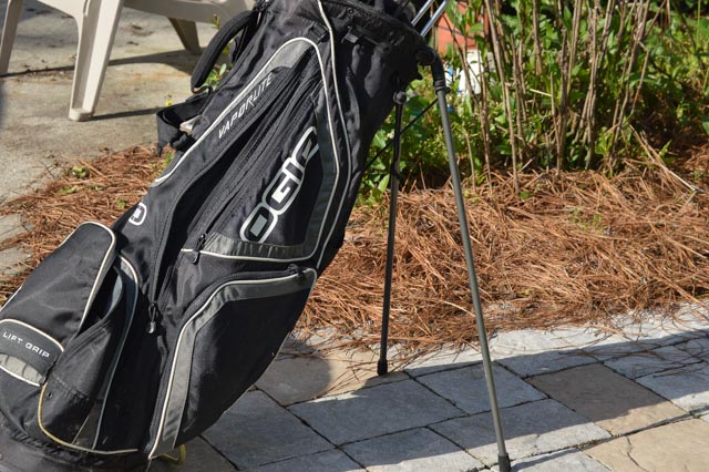 Ogio "Vaporlite" Golf Bag Stand with Assorted Vintage and Modern Clubs