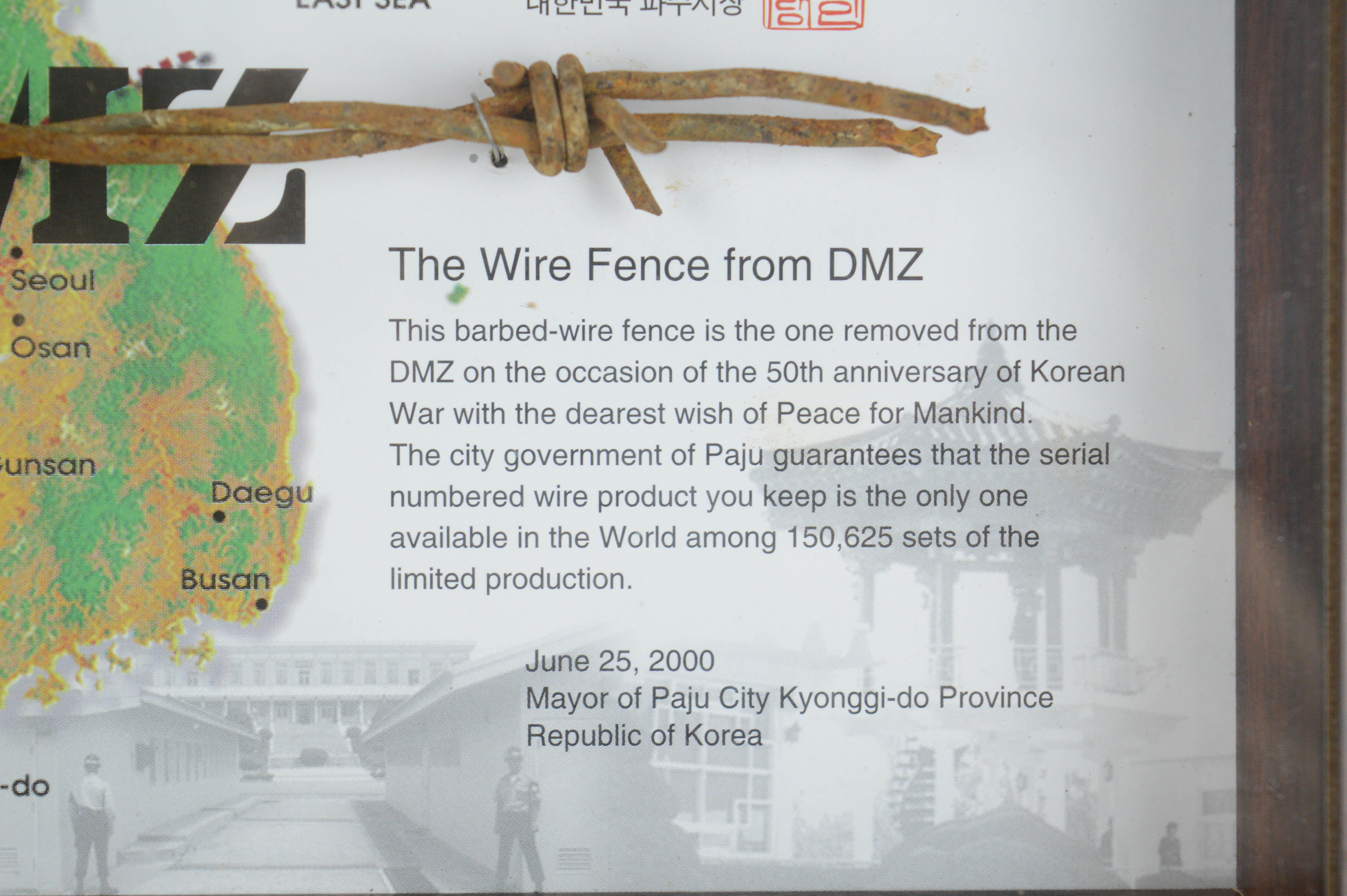 Piece of Wire Fence from the DMZ in Korea