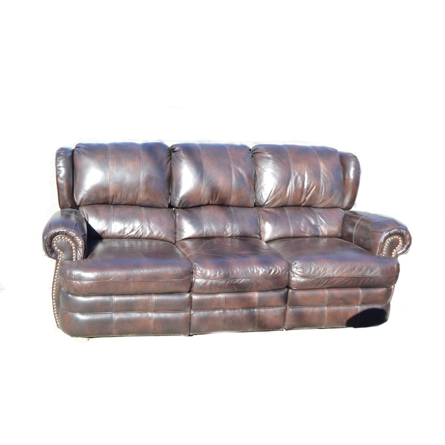 Lane Furniture Brown Leather Reclining Sofa
