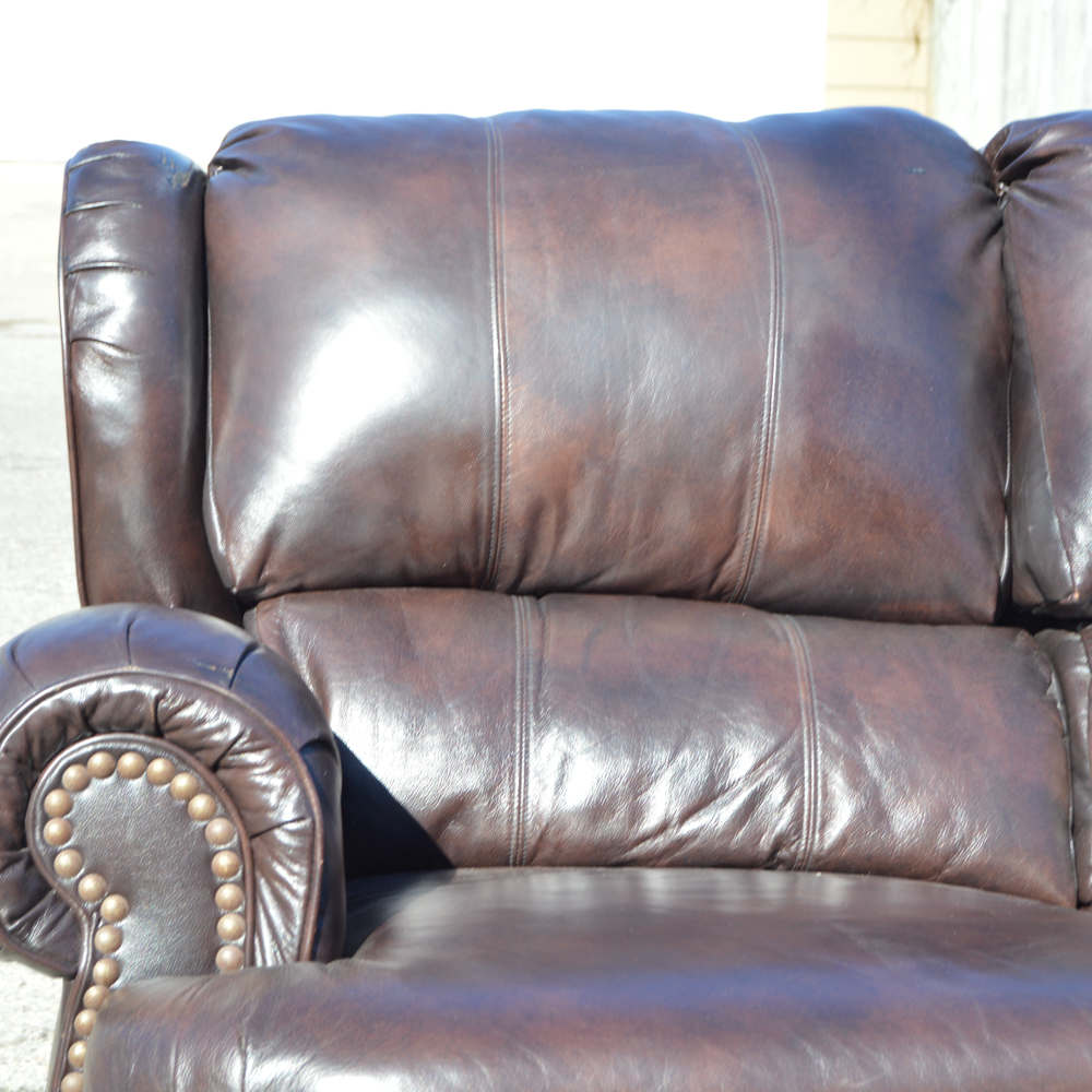 Lane Furniture Brown Leather Reclining Sofa