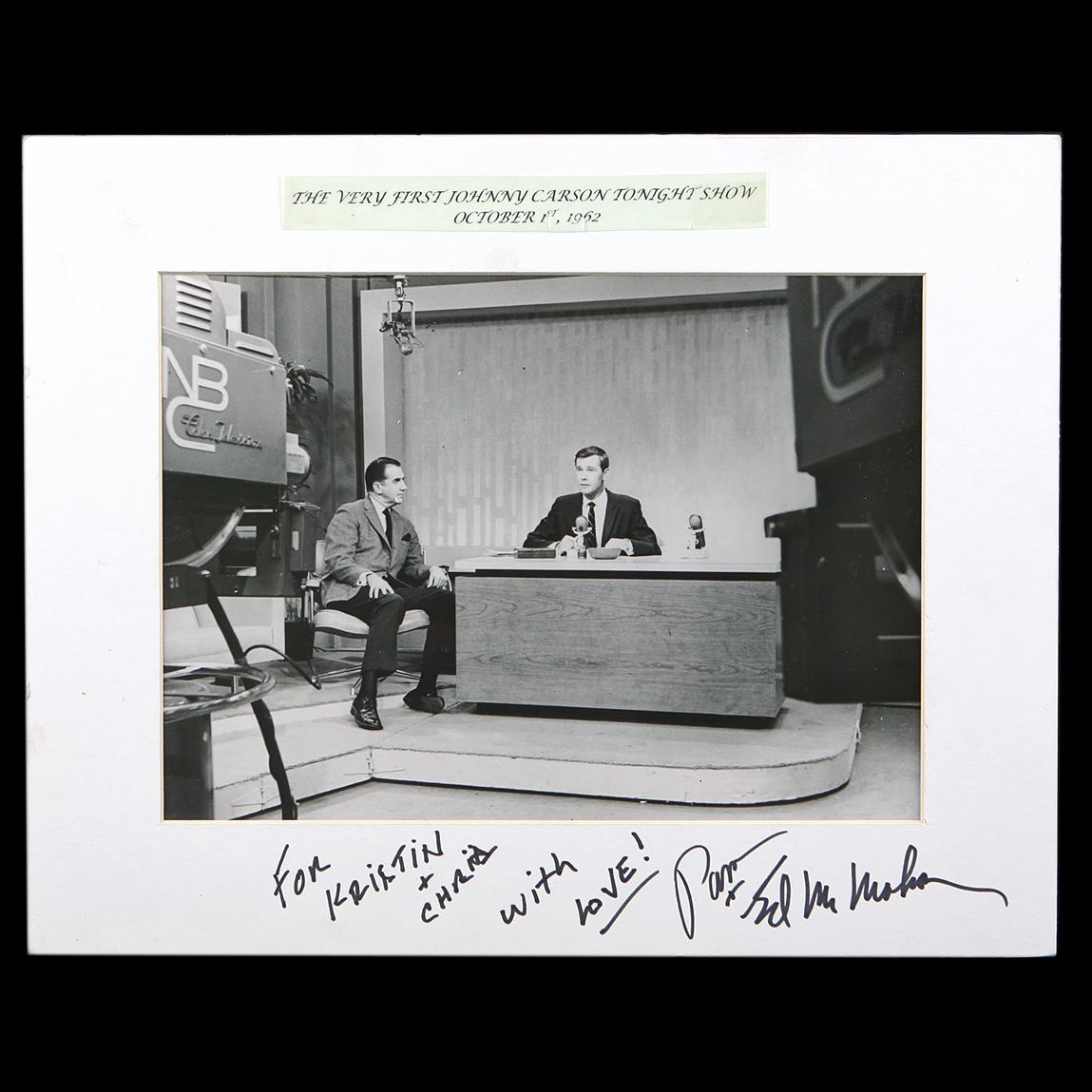 Signed Silver Gelatin Print of First "The Tonight Show Starring Johnny Carson"