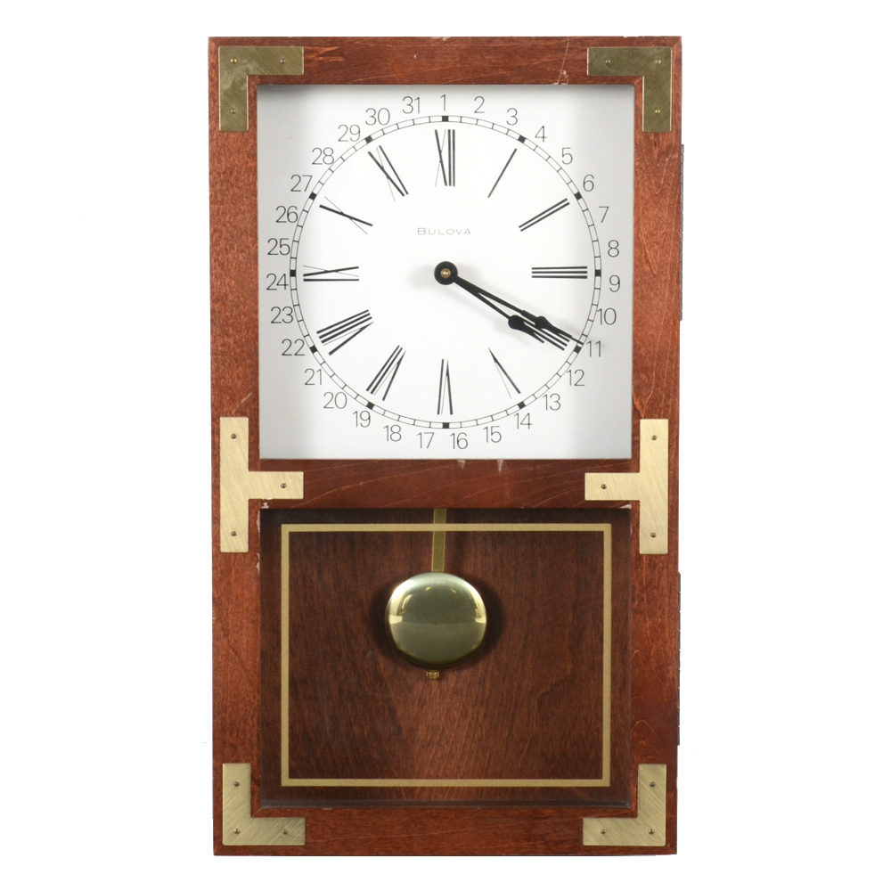 Bulova Battery Operated Walnut Wall Clock