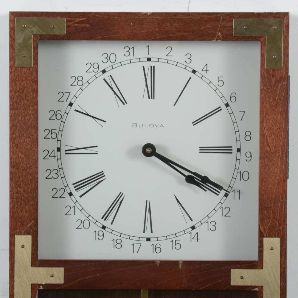 Bulova Battery Operated Walnut Wall Clock