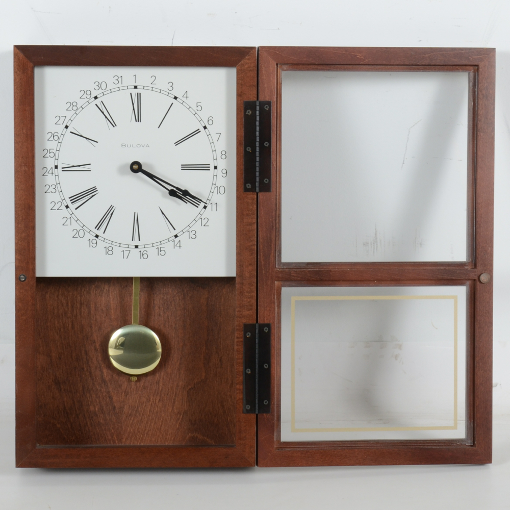 Bulova Battery Operated Walnut Wall Clock