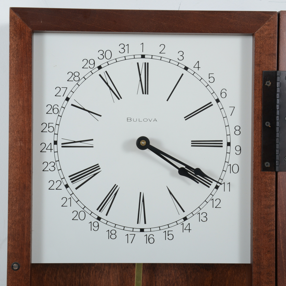 Bulova Battery Operated Walnut Wall Clock